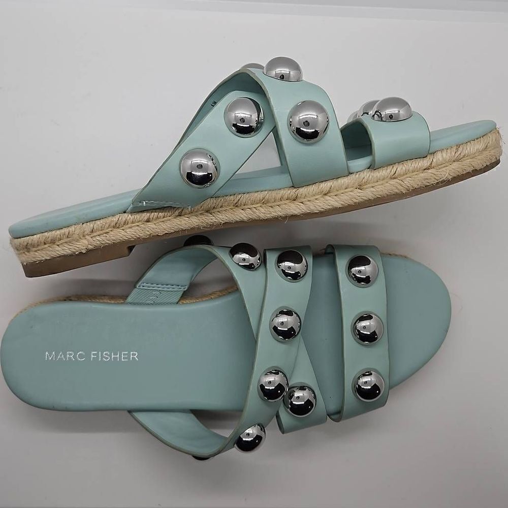 Prisca Sandal Marc Fisher Women Slip On Studded Espadrille Blue Size 8.5